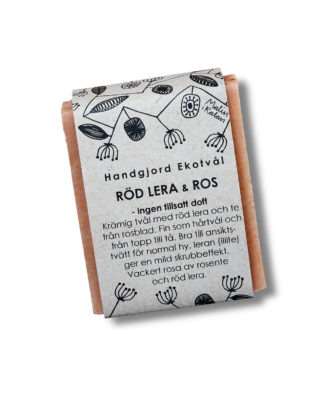 Ekologisk Tvål – Röd lera & Ros (ingen tillsatt doft), 110g Tvål