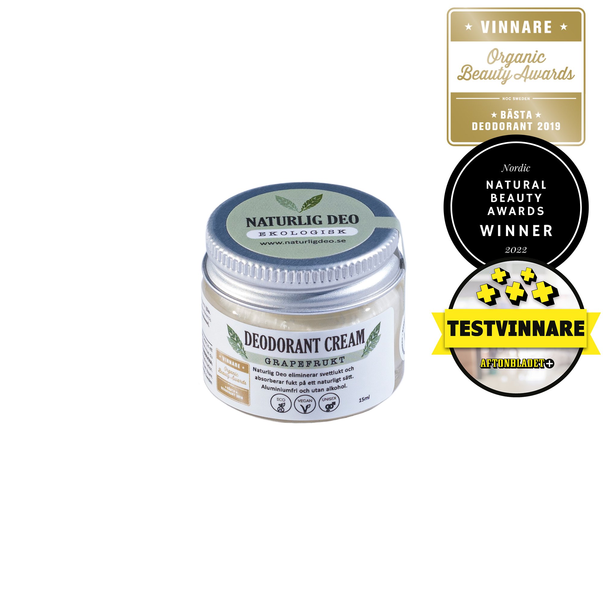 Ekologisk Deodorant Cream 15ml- Grapefrukt